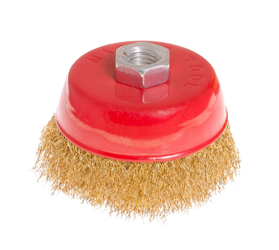 Щітка торцева MASTERTOOL з латунованого рифленого дроту Ø 85 мм М14 19-7108 Коломыя - изображение 2