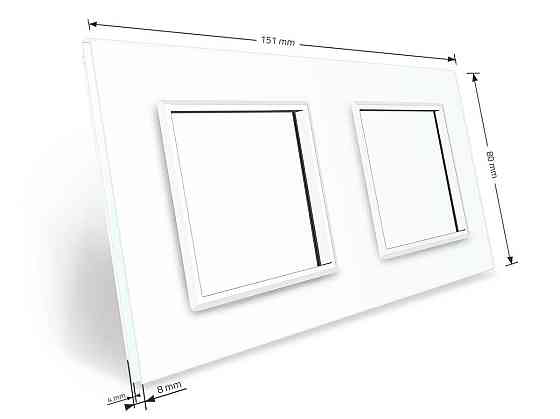 Рамка 2-постова LIVOLO, загартоване скло, біла, 151×80 мм (VL-P7E/E-4W) Коломия