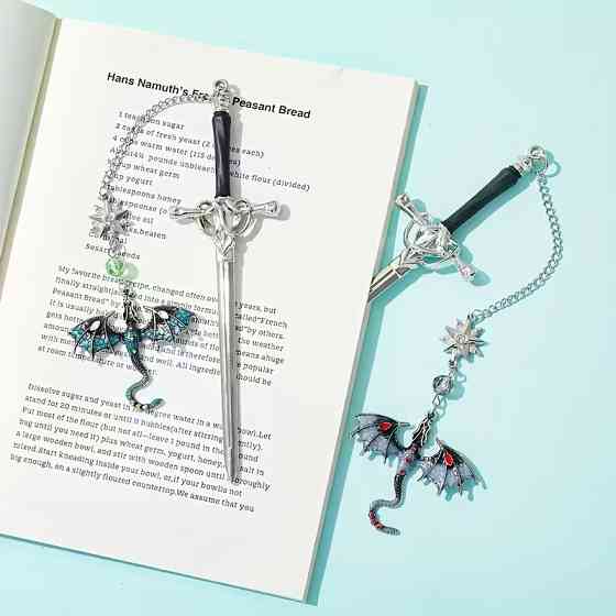 Закладка для книги меч с драконом – металлическая, 1 шт, цвет случайный Киев