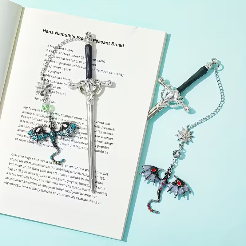 Закладка для книжки меч з драконом – металева, 1 шт, колір рандомний Київ - фото 1