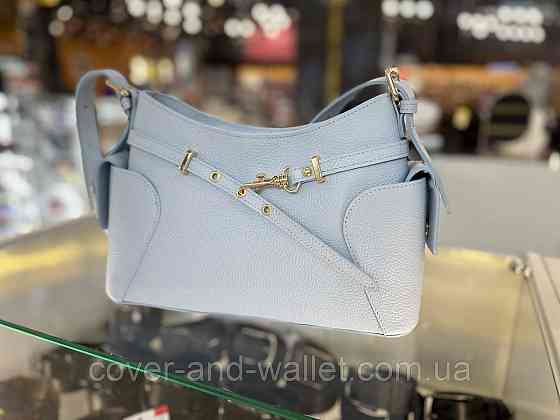 Модна жіноча шкіряна сумка через плече блакитного кольору Virginia Conti Київ