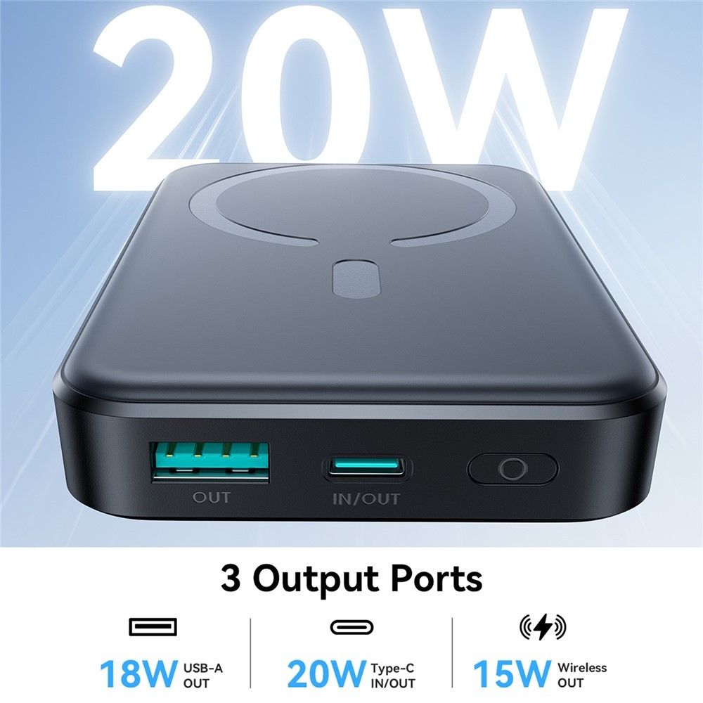 УМБ Joyroom Magnetic Wireless 10000mAh JR-W020 20W QC USB-C In/Out Black Винница - изображение 4