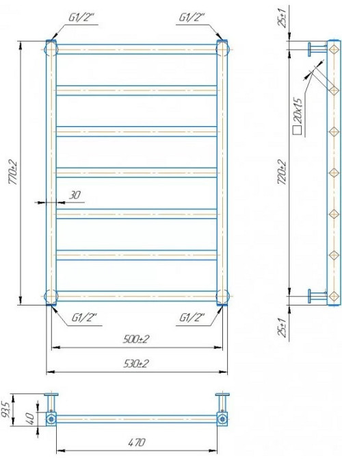 Полотенцесушитель водяной Mario Киото 770x530/500 Киев - изображение 5