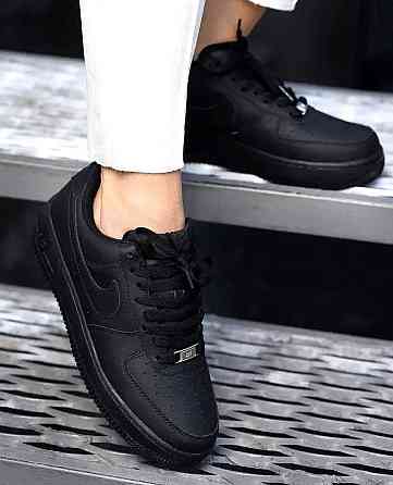 Кроссовки Nike Force Чёрные Женские Форсы Кожаные Найк (размеры: 36,37,38,39,41) Днепр