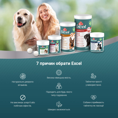 Вітаміни 8in1 Excel Calcium для цуценят та дорослих собак для зубів та кісток кальцій 1700 шт Київ - фото 8