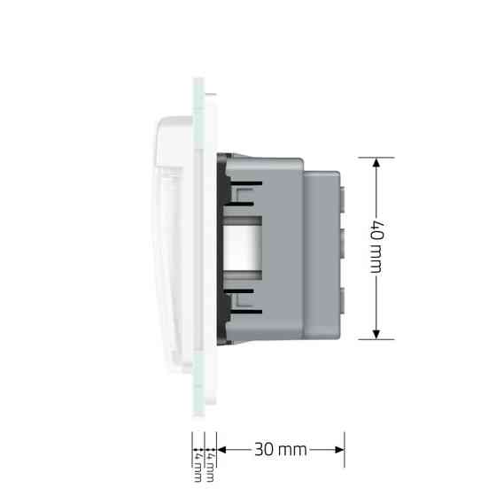 Подвійна електрична розетка вологозахисна з кришкою IP44 з заземленням, LIVOLO, біла, скляна рамка, шторки, 250В 16А (VL-C7C2EUWF-11) Коломыя