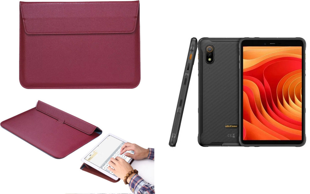 Чехол-конверт VitoCase для Ulefone Armor Pad Lite, с функцией подставки для планшета Черный Бордовый Киев - изображение 1