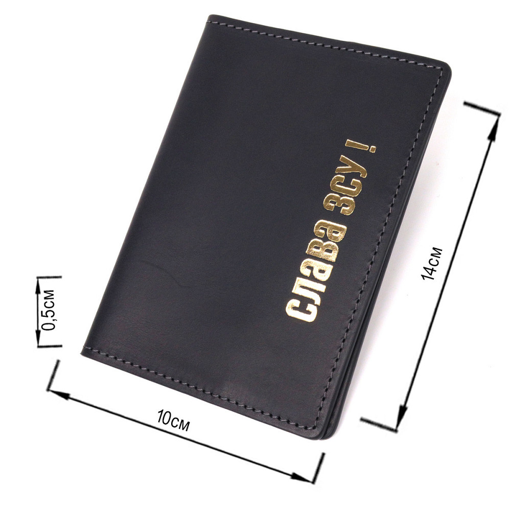 Надежная обложка на паспорт в винтажной коже Черная (GRANDE PELLE) Киев - изображение 7