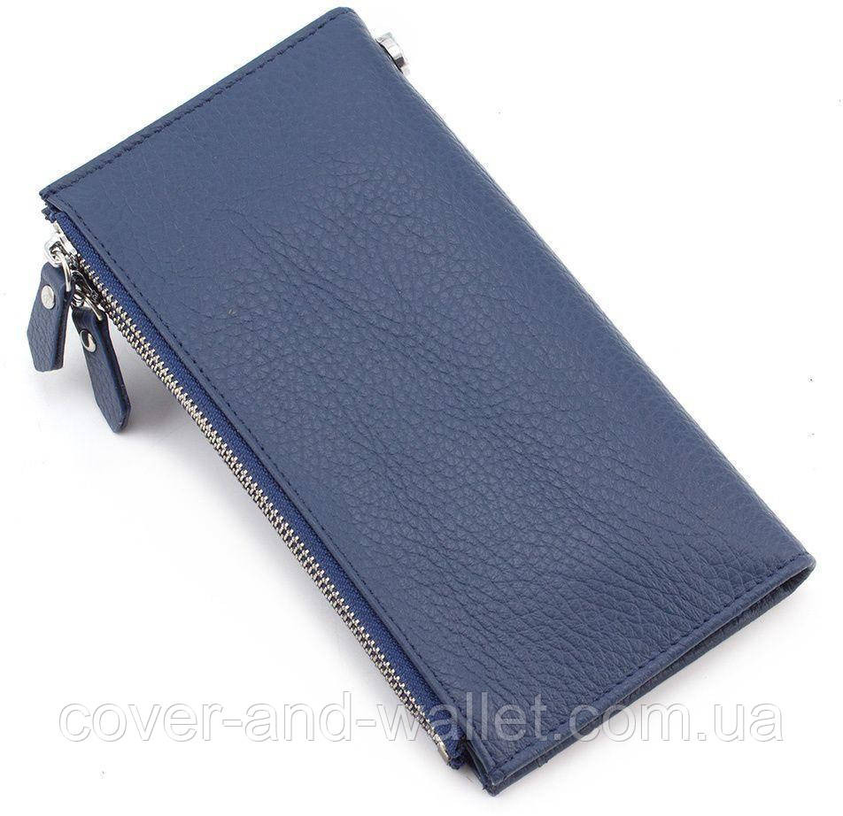 Універсальний шкіряний гаманець під купюри та картки блакитного кольору ST 420 Київ - фото 2