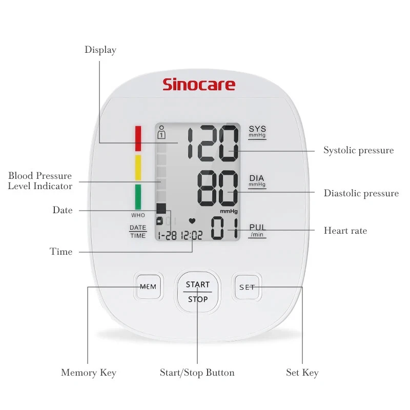Автоматический тонометр Sinocare AXD-809 на плечо, цифровой монитор артериального давления с большим ЖК-экраном Киев - изображение 4