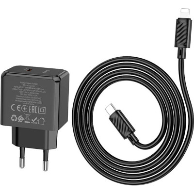Зарядное устройство HOCO CS13A Ocean USB-C PD20W + cable USB-C to Lightning Black (6942007603829) Винница - изображение 3
