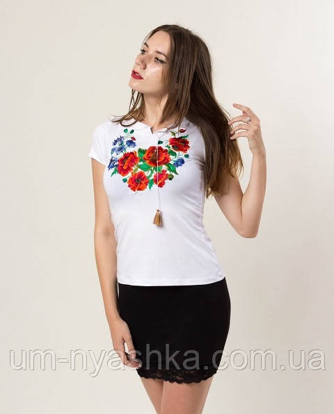 Вишиванка з коротким рукавом "Волошкове поле" жіноча футболка вишиванка Кривий Ріг - фото 2