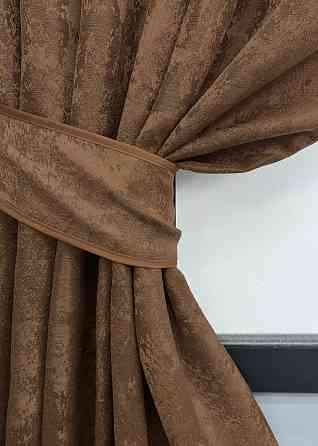 Комплект коротких штор VR-Textil Жакард Sultan XO № 1827ш Коричневий 130х170 см 2 шт (35-0425) Київ