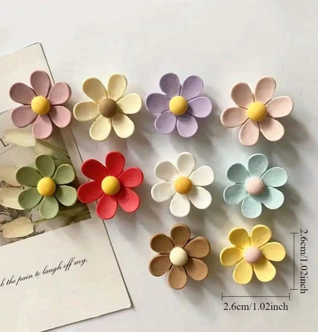 Магніти на холодильник квіти пастельні, декоративні магніти набір 10 шт Київ - фото 2