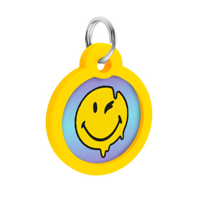 Адресник для тварин WAUDOG Smart ID з QR паспортом "Смайли на блакитному", коло 30 мм (230-0182) Вінниця - фото 4
