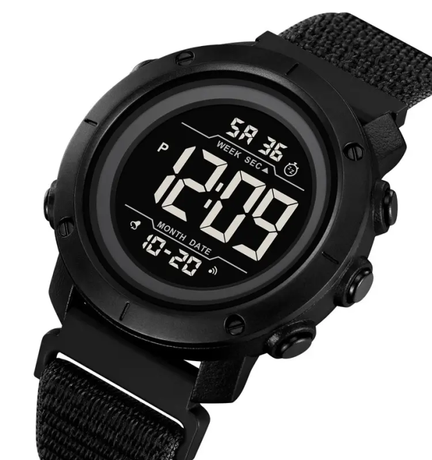 Мужские наручные часы Skmei 2497 с нейлоновым ремешком (Черный с черным) Винница - изображение 2