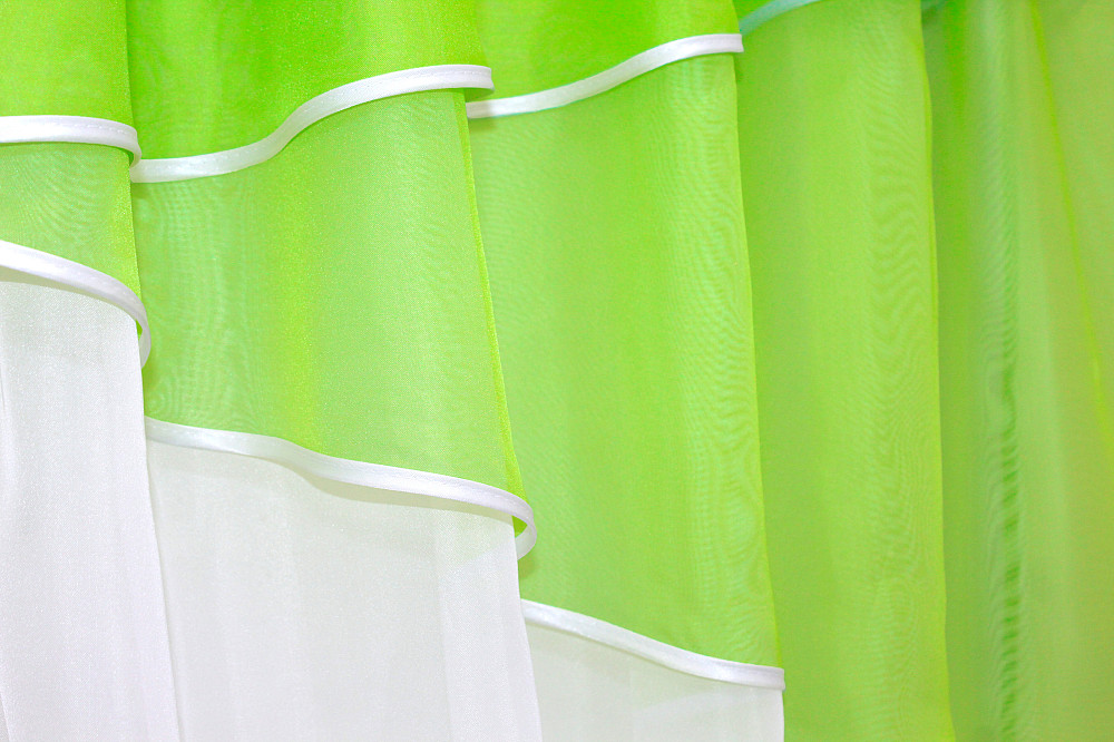 Кухонні штори VR-Textil № 091к з ламбрекеном і підв'язками салатовий з білим 280х170 см (52-0255) Київ - фото 4