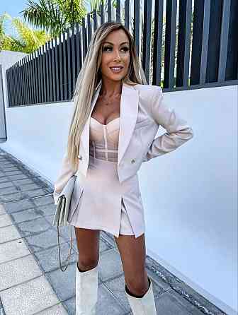 Жіночий трендовий костюм-двійка: піджак і спідниця-шорти костюмка Беж, 42/44 Одеса