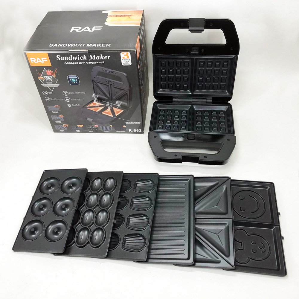 Електрогриль для приготування бургерів вдома RAF R.552 – 7 в 1 800 Вт, Однопостовий контактний гриль ME-87 Львів - фото 1