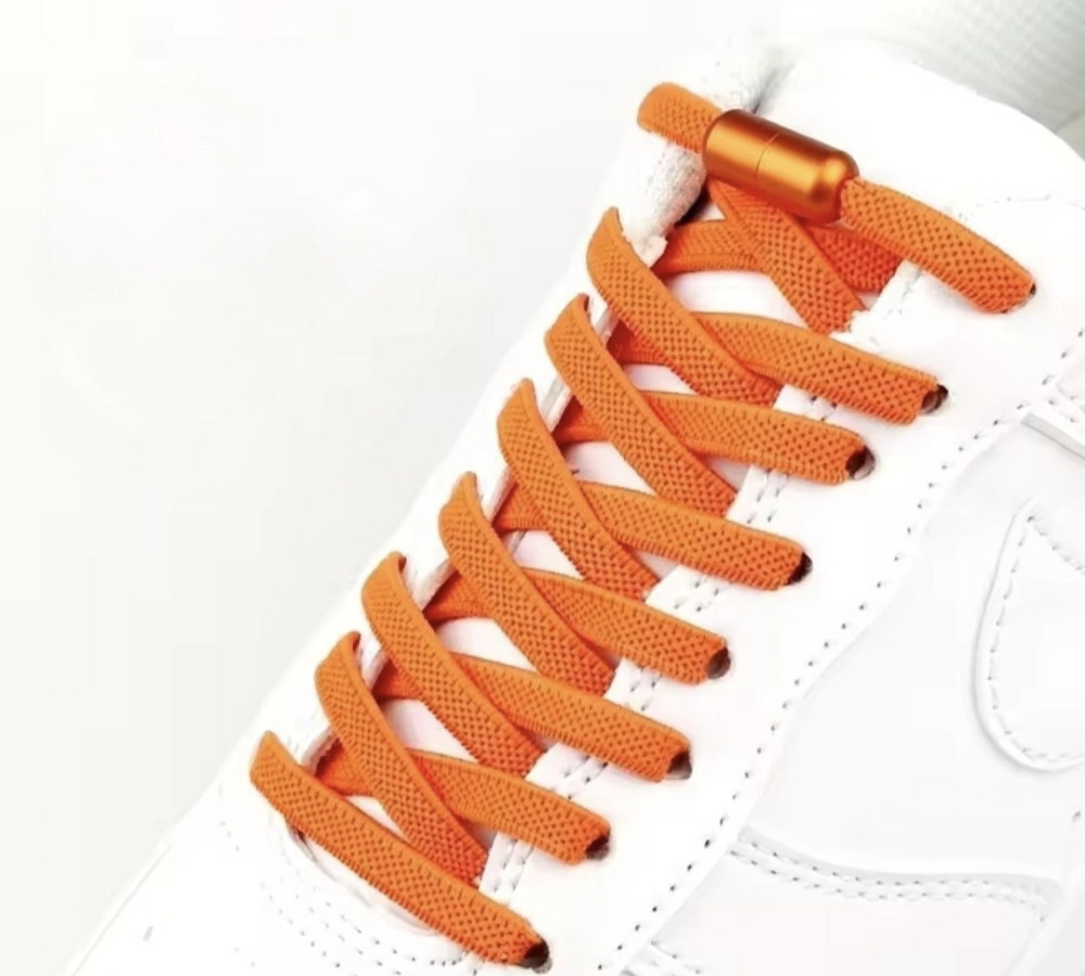 Шнурки еластичні плоскі без зав'язок з застібками в один колір Сміла - фото 1