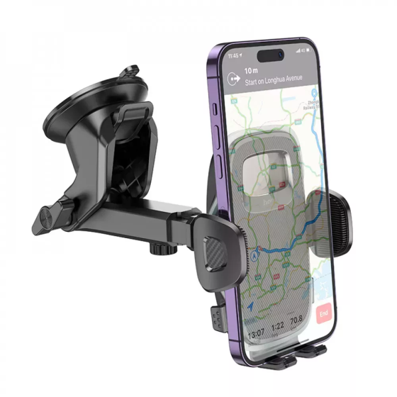 Автотримач для телефона HOCO H15 Fair push-type car holder(center console) Black Киев