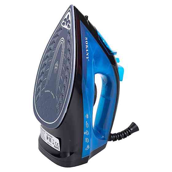 Ручна парова праска 1600 Вт із керамічним покриттям для одягу Синій Sokany SK-11005 Київ
