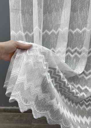 Тюль VR-Textil 1618т Лен с вышивкой белый 300х270 см (42-0578) Киев