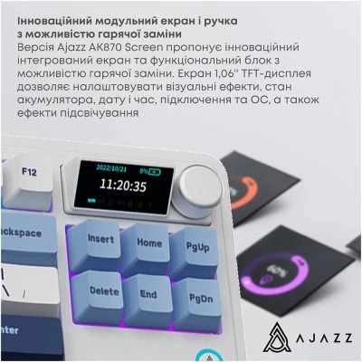 Клавіатура Ajazz AK870 PLUS Murad Switch RGB Wireless/Bluetooth/USB White (AK870-MU-BWD) Вінниця - фото 10