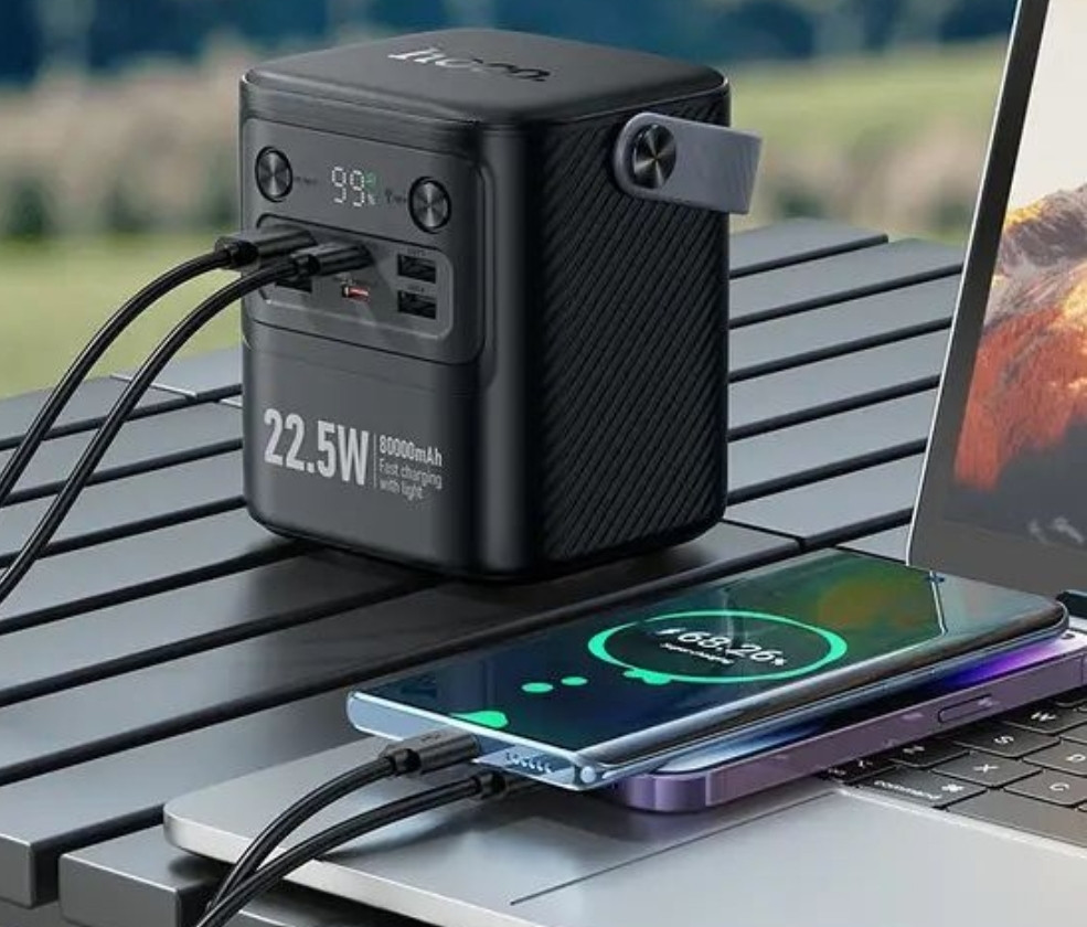 Павербанк зі швидкою зарядкою 22.5W 80000mAh та ліхтарем HOCO J152 Киев - изображение 3