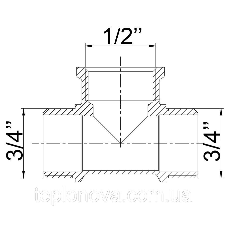 Трійник редукційний латунний 3/4| НР х 1/2| ВР х 3/4| НР літійний посилений 664Б Чернівці - фото 4
