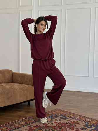 Жіночий спортивний костюм із широкими штанами Бордовий XS/S Харків