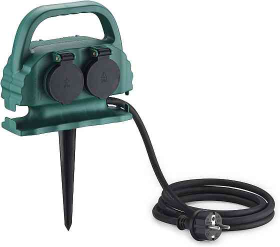 Садова розетка 4-контактна IP44 з ручкою для перенесення та заземлюючим шипом Yide Garten-steckdose Луцк