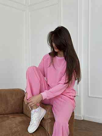 Женский спортивный костюм с широкими штанами Розовый XL/XXL Харьков