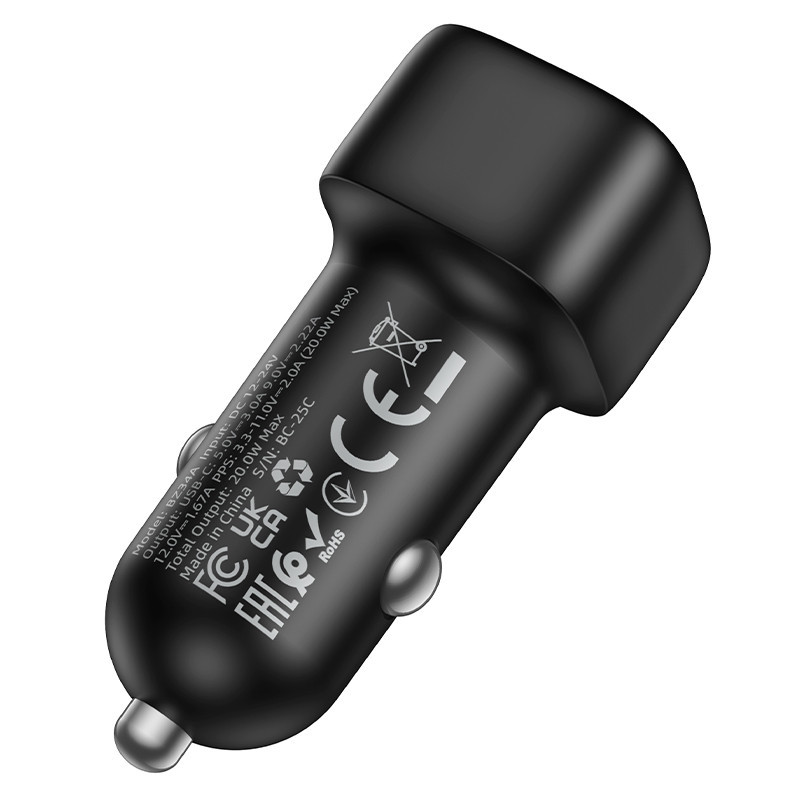 Автомобільний зарядний пристрій BOROFONE BZ34A Cloud single port PD20W car charger Black Одеса - фото 5
