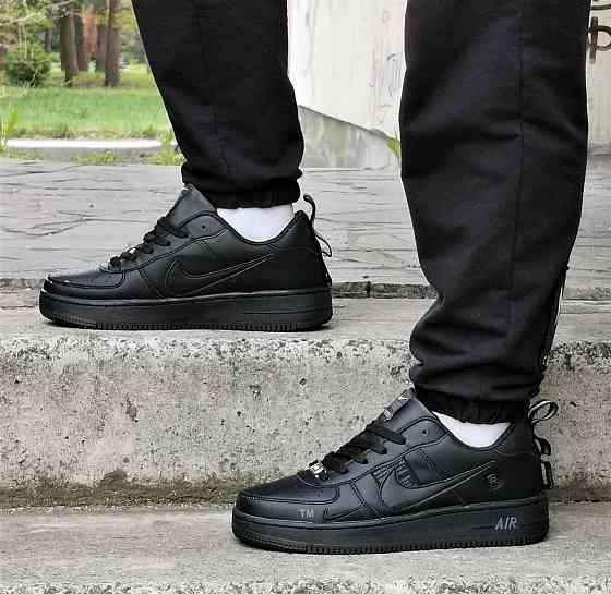 Кроссовки Nike Черные Мужские Кожаные Найк Форсы (размеры: 41,42,43,44,45) Видео Обзор Днепр