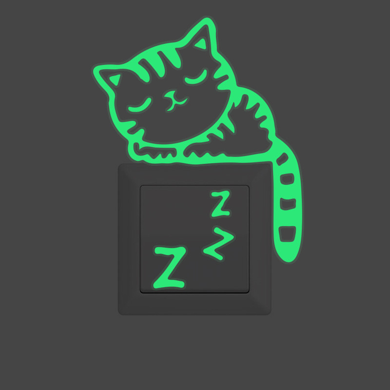 Фосфорна наклейка Кіт спить 10 на 13 см салатовий Київ - фото 4