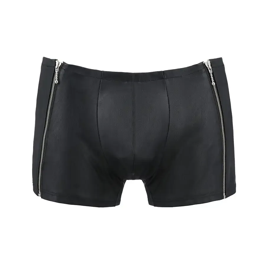 Чоловічі шкіряні боксери з блискавками Passion 049 SHORT MATT XXL/XXXL Black Львів - фото 5