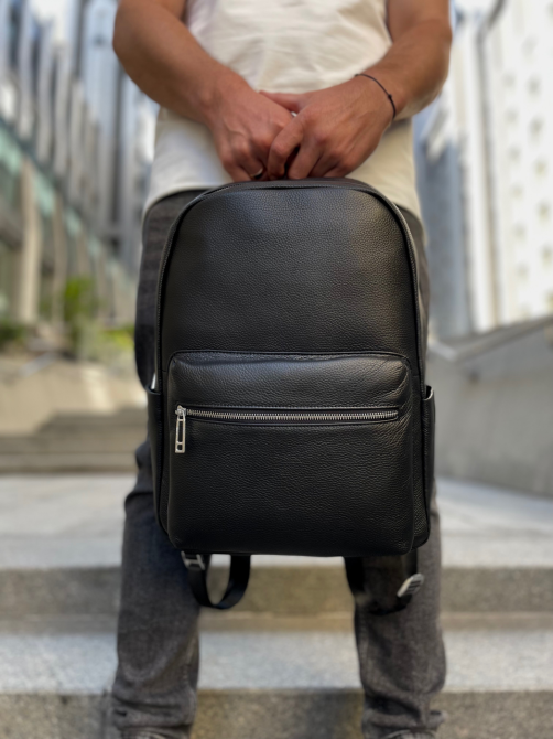 Мужской рюкзак из натуральной кожи 28х39х15, наплечник для ноутбука и документов Tiding Bag 81809 черный Киев - изображение 8