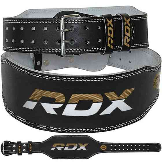 Пояс для важкої атлетики RDX 6 шкіряний Black Gold S Київ