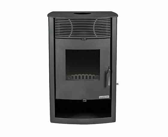 Піч-камін на дровах Hosseven Denice 7,5 кВт сталева буржуйка з чавунною топкою панорамне скло верхній димохід Київ