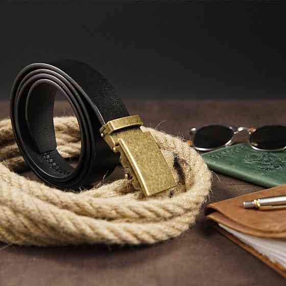 Ремінь чоловічий з пряжкою латунь Vintage 20263 Чорний Київ