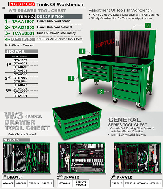 Підкатна інструментальна візок TOPTUL 5 секцій (під верстак) TCAB0501 Одеса - фото 2