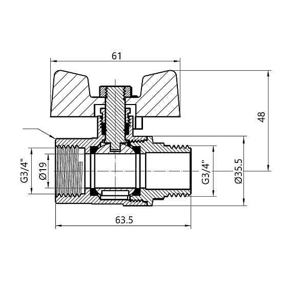Кран кульовий Thermo Alliance Base 3/4" ВН для газу (метелик) SD607G20 Київ