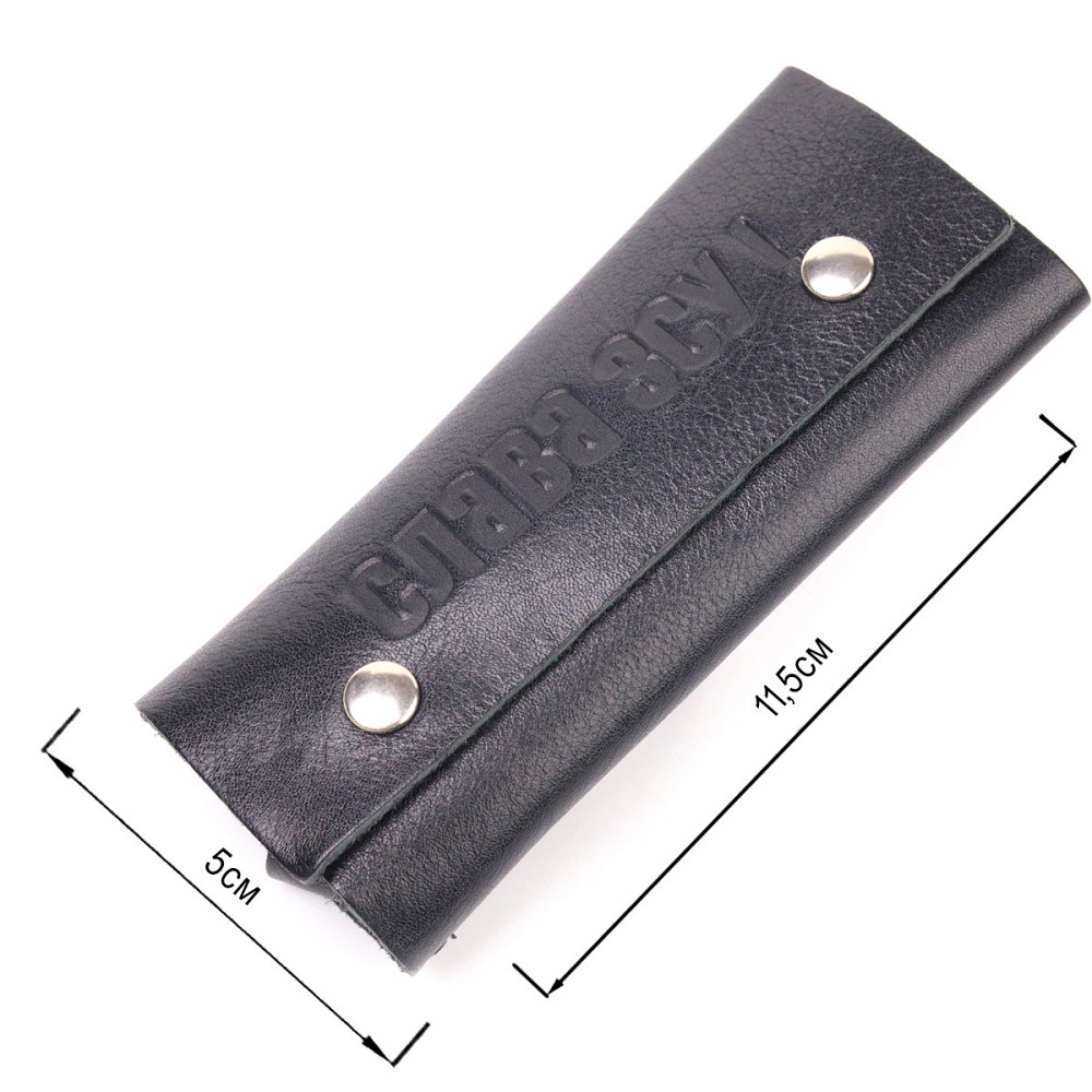 Оригінальна ключниця у глянцевій шкірі Слава ЗСУ GRANDE PELLE 16717 Чорна Київ - фото 3