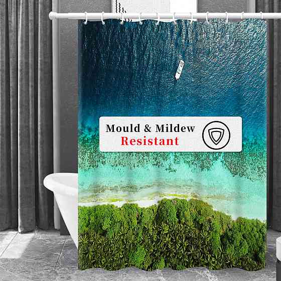 Шторка для ванны из полиэстера водонепроницаемая Bathlux 180x180 см с кольцами, занавеска для ванной комнаты Каменец-Подольский