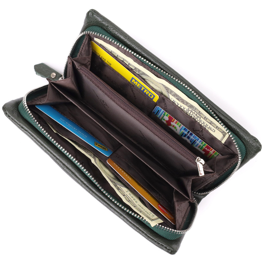 Стильний гаманець для жінок з відділенням під телефон ST Leather 23103 Зелений Київ - фото 6