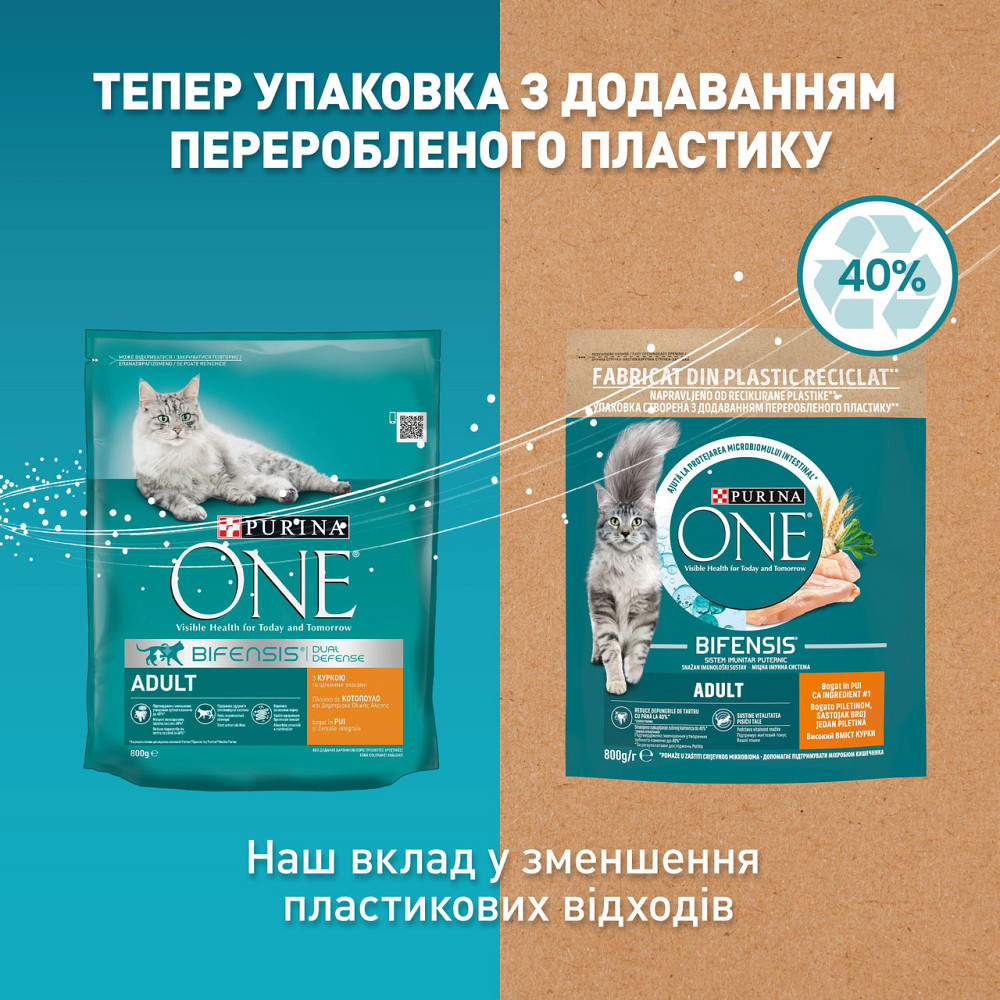 Сухий корм PURINA ONE Adult для дорослих котів, комплекс Bifensis, з куркою, 800 г Київ - фото 6