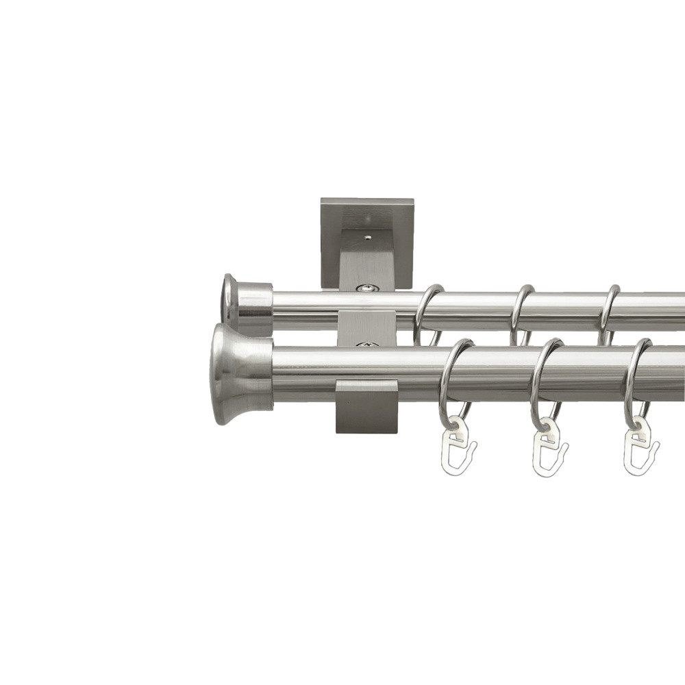 Карниз Orvit Дуо металевий дворядний техно гладка труба кільце металеве Нержавіюча Сталь 25\19 мм 200 см Львов - изображение 1