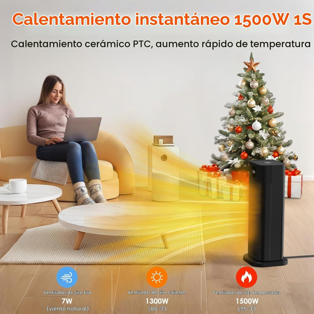 Обогреватель Minthouz Space Heater 2000 Вт, керамический PTC, ECO, термостат 15–35°C, таймер, пульт, поворот 70° Киев - изображение 3