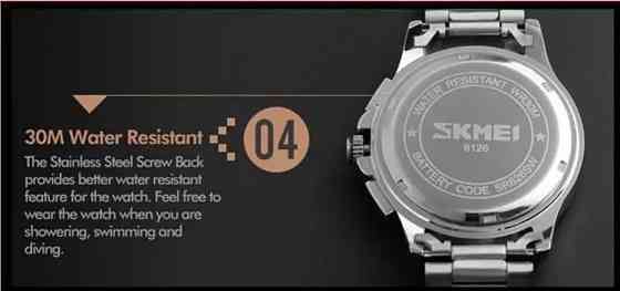 Чоловічий годинник Skmei 9126 з хронографом Сріблястий з білим циферблатом Вінниця